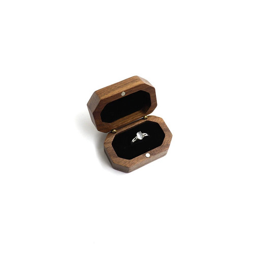 Vintage walnut wooden ring - vintage,