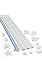 D-Line Mini Cable Trunking 4-Meter Pack, Half Round (30x15mm), White 