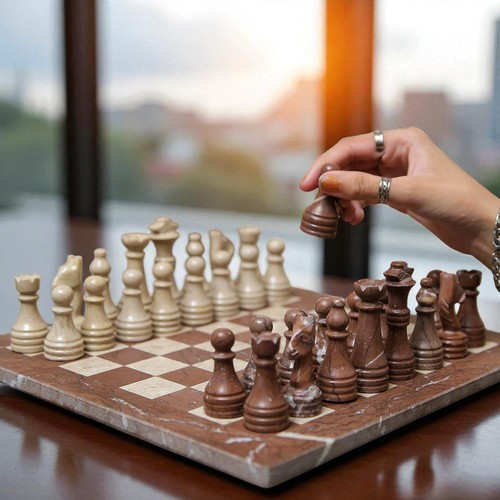 Marble chess set marina - set, 12”
