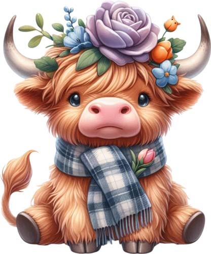 Funny rose highland cow wall - rose,