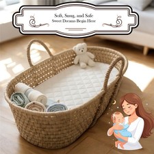 Quilted Moses Basket / Pram Mattress Soft Breathable Oval Shaped All UK Sizes