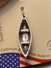 6x22mm Lake River Dory Fishing Row Boat Sterling Silver Charm