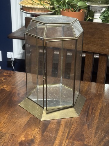 Large vintage brass - and, glass