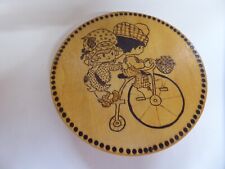 Rustic Nieve Handcrafted Sarah Kay Inspired 8" Wooden Tricket Chocs Box Cute Art