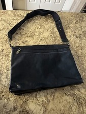 MATT & NAT Navy Blue Oversized Messenger Crossbody Laptop Bag Leather VGC