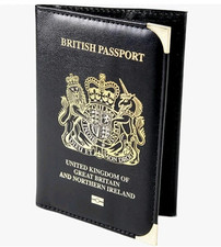 Esposti British Passport Holder, UK Passport Wallet, Non EU, PU Leather Black