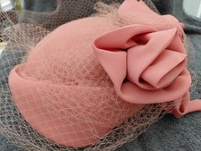 An Original 1960s Vintage Pink Pillar Box Hat With Pink Netting