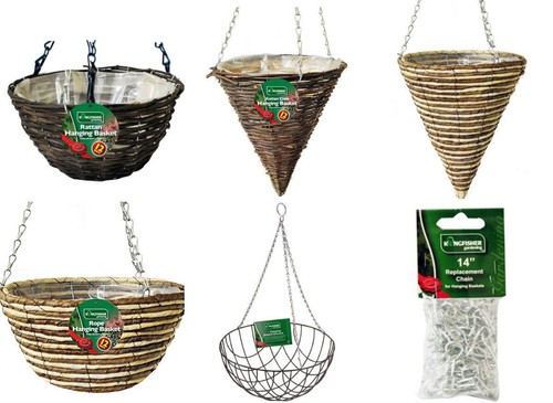 Rattan hanging baskets - 12",