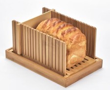 Bamboo Bread Slicer Loaf Cutting Guide Board Adjustable & Foldable