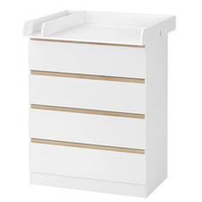 White Baby Changing Table Dresser with 4 Drawers Storage Unit Nursery Chest