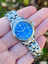 RARE BLUE Ladies Omega Seamaster 120m 28mm Blue Dial Stainless Steel Quartz
