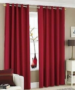 Faux silk curtains pair ready - faux,