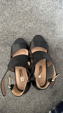 Primark Black Croc Block Heel Sandals UK 5 EUR 38 Zip Back Party Shoes