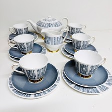 Vintage Retro Royal Tuscan "Manhattan" Tea Set Teapot, Cups, Saucers etc.