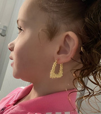 9ct GF Kids Gypsy Style Handbag Creole Hoops, Small 23mm Oval Girls Gold Hoops