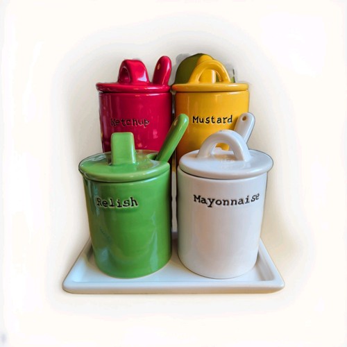 Pottery barn condiment holder - pottery,