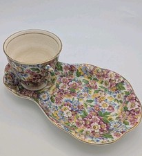 James Kent -  Teacup & Tray Vintage APPLE BLOSSOM Chintz England Floral COTTAGE