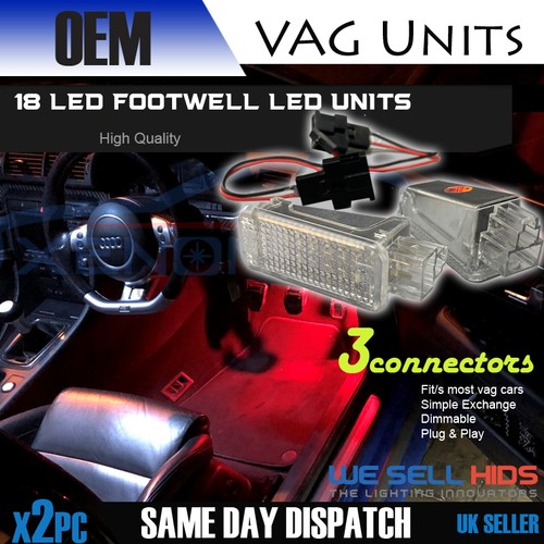 Led audi red footwell door - 2x,