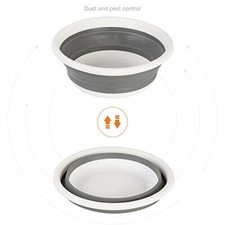 9L Large Collapsible Round Washing Bowl Basin Folding Camping Space Saver 38cm 