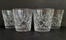 Set of 4 x Edinburgh Crystal "Glenshee" Cut Pattern Whisky Glasses signed 80mm