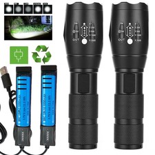 2x High Powered Torch 99000000lm Super Bright LED Flashlight Military Work Light