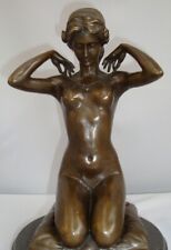 Statue Damsel Naked Sexy Art Deco Style Art Nouveau Style Bronze Signed Sculptur