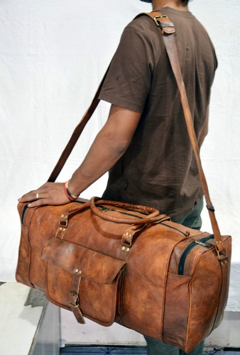 Vintage large genuine leather - genuine,