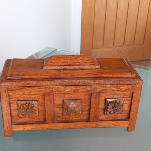Antique oak panel coffer - antique,
