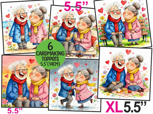 Old couple card toppers - card,