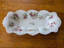 Scalloped Edge Antique China Porcelain Tray, Limoges France, Albert Lanternier