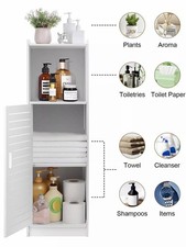 Waterproof Bathroom Tall Cabinet Free Standing Floor Storage Unit Cupboard UK