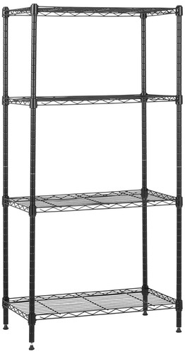 Adjustable shelf black - 4-shelf, metal
