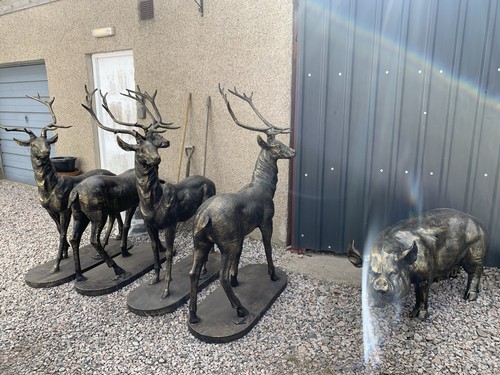 Lifesize cast iron stag deer - cast,