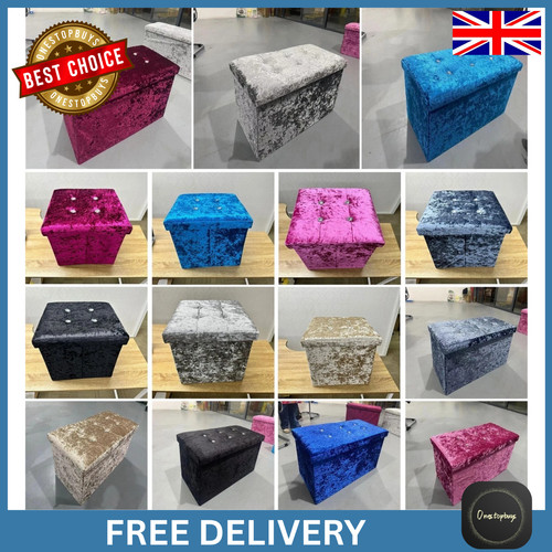 Velvet storage ottoman - storage,