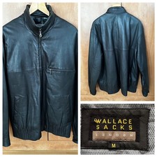 Vintage Wallace Sacks London Black Leather Bomber Jacket Size M  Beautiful