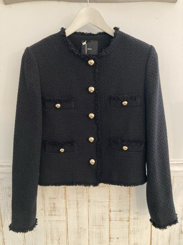 New mango black boucle - black, tweed