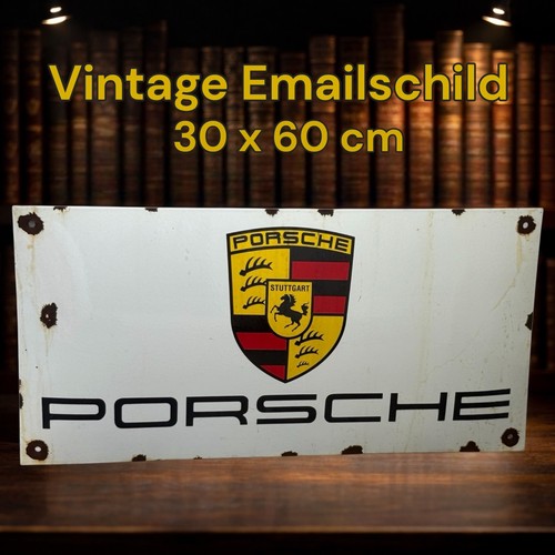 Vintage old porsche enamel - porsche,
