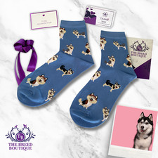 SIBERIAN HUSKY MALAMUTE SOCKS 2 X PAIRS UNISEX ONE SIZEUK SIZE 5-11 EU 38-46