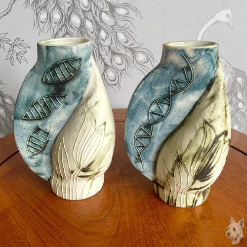 Pair vintage carn pottery - vintage, w25