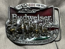 1987 C&J Budweiser Clydesdales LE Belt Buckle USA 7.5x6cm fits 4cm strap vintage