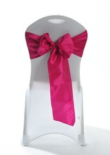100 Raspberry Pink Taffeta Chair Cover Wedding Sash Bow Wedding Party UK