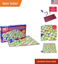 Traditional Snakes & Ladders Game - 36cm Compact Board for All Ages & 6 Players