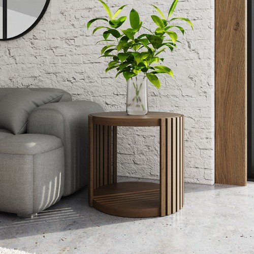 Zadie side table walnut - side,