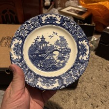 Olde Alton Ware Blue And White Art Deco Olde Alton Plate 7in. Vintag England.