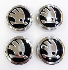 4 x 56 mm Skoda Black Wheel Centre Caps Badges Fits Fabia, Octavia, Superb, Yet