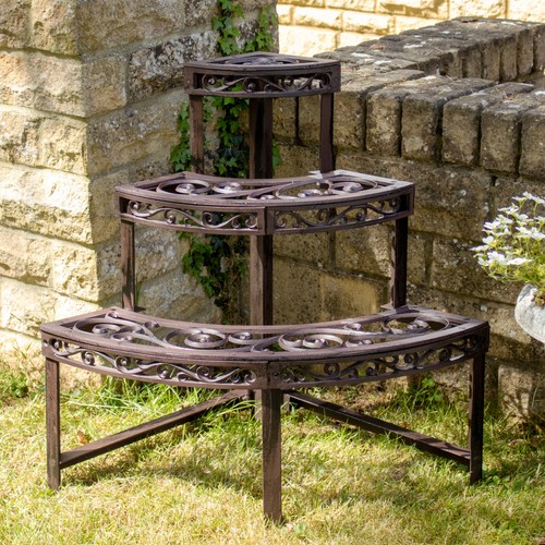 Cast iron corner plant stand - iron,