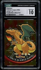 1999 Topps Pokemon Charizard Fourth Print Silver Foil #06 CGC 10 Black Logo