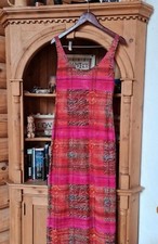 Vintage long Kenzo Jungle Pink With Colorful Stripes Animal Print Maxi Dress L
