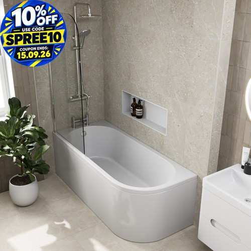 Shaped shower bath - shaped, left