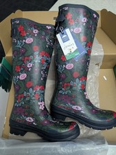 Joules Wellies Floral Print Wellington Boots RRP £59.95 Size 6 Eur 39 Boxed Gift